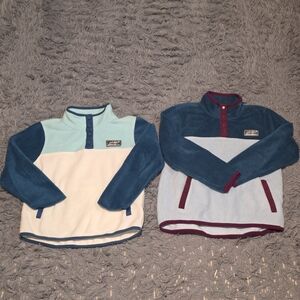 Eddie Bauer Kids Two-Tone Fleece Pullovers - Teal & Blue with Burgundy Trim